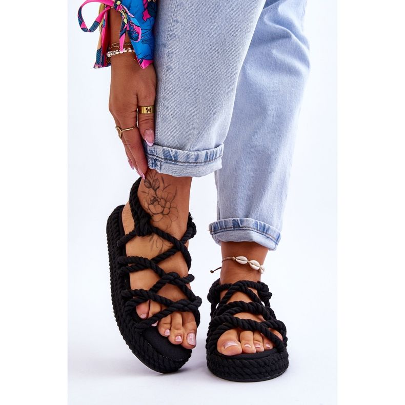 FG2 Sandalias trenzadas de moda para mujer Black Tiffanie negro 1