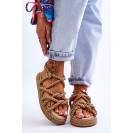 FG2 Sandalias Trenzadas De Moda Para Mujer Beige Tiffanie marrón 1