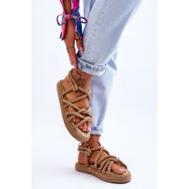FG2 Sandalias Trenzadas De Moda Para Mujer Beige Tiffanie marrón 3