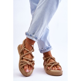 FG2 Sandalias Trenzadas De Moda Para Mujer Beige Tiffanie marrón 2