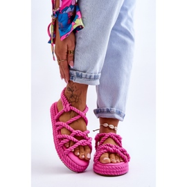 Sandalias Trenzadas De Moda Para Mujer Fuchsia Tiffanie rosa 1