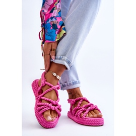 Sandalias Trenzadas De Moda Para Mujer Fuchsia Tiffanie rosado 2