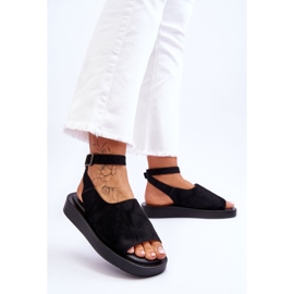 Cómodas sandalias de mujer en la plataforma Black Rubie negro 2