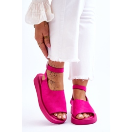 FG2 Cómodas Sandalias De Mujer En La Plataforma Fucsia Rubie rosa 1
