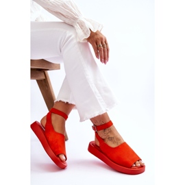 FG2 Sandalias Mujer Con Plataforma Cómodas Rubí Naranja Oscuro 4