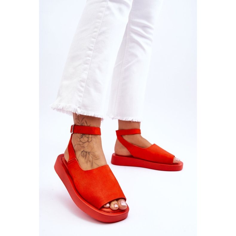 FG2 Sandalias Mujer Con Plataforma Cómodas Rubí Naranja Oscuro 2