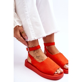 FG2 Sandalias Mujer Con Plataforma Cómodas Rubí Naranja Oscuro 5