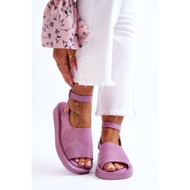 FG2 Sandalias Mujer Con Plataforma Cómodas Rubio Morado violeta 1