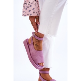 FG2 Sandalias Mujer Con Plataforma Cómodas Rubio Morado violeta 4