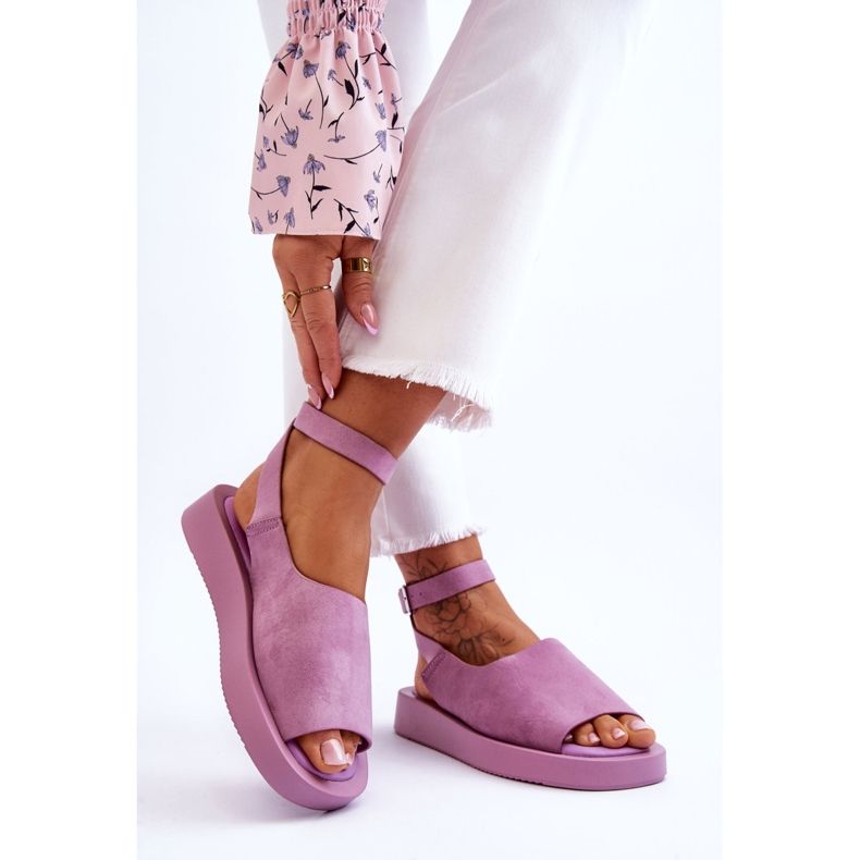 FG2 Sandalias Mujer Con Plataforma Cómodas Rubio Morado púrpura 2