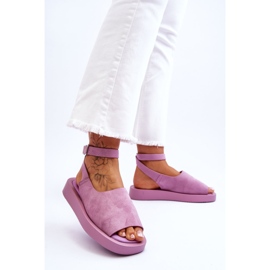 FG2 Sandalias Mujer Con Plataforma Cómodas Rubio Morado violeta 3