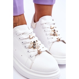 FG2 Zapatos deportivos de mujer en una plataforma masiva Chante blanco y dorado 13