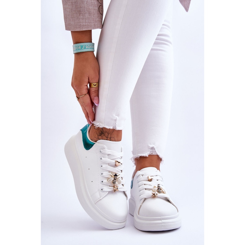 FG2 Zapatos Deportivos De Mujer En Una Plataforma Masiva Blanco Y Verde Chante 1