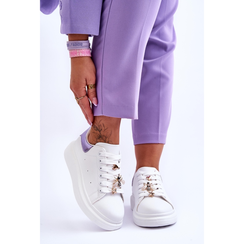 FG2 Zapatos Deportivos De Mujer En Una Plataforma Gruesa Blanco Y Morado Chante 1 FG2 Zapatos Deportivos De Mujer En Una Plataforma Gruesa Blanco Y Morado Chante 1