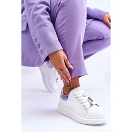 FG2 Zapatos Deportivos De Mujer En Una Plataforma Gruesa Blanco Y Morado Chante 6