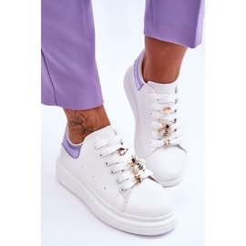 FG2 Zapatos Deportivos De Mujer En Una Plataforma Gruesa Blanco Y Morado Chante 3