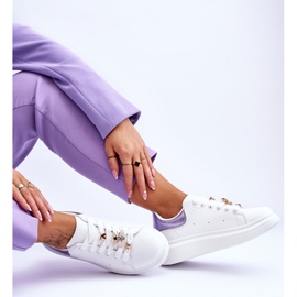 FG2 Zapatos Deportivos De Mujer En Una Plataforma Gruesa Blanco Y Morado Chante 8