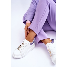 FG2 Zapatos Deportivos De Mujer En Una Plataforma Gruesa Blanco Y Morado Chante 7