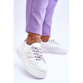 Zapatillas De Mujer De Moda Con Plataforma Blanco-Morado Claribel 3