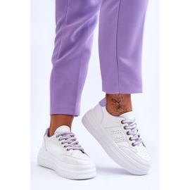 Zapatillas De Mujer De Moda Con Plataforma Blanco-Morado Claribel 2