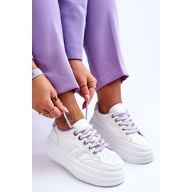 Zapatillas De Mujer De Moda Con Plataforma Blanco-Morado Claribel 5