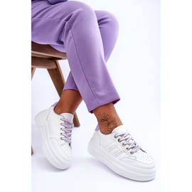Zapatillas De Mujer De Moda Con Plataforma Blanco-Morado Claribel 7