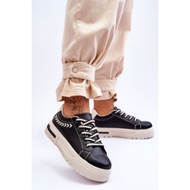 FG2 Deportivas De Mujer Cómodas Con Plataforma Negras Y Beige Devan negro 3