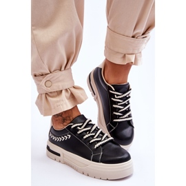FG2 Deportivas De Mujer Cómodas Con Plataforma Negras Y Beige Devan negro 4