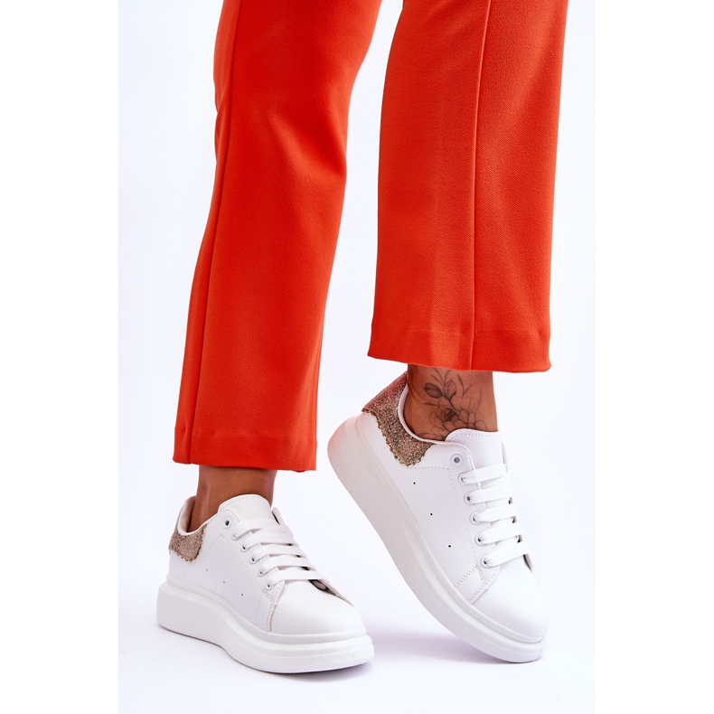 Deportivas Mujer Con Motivo Decorativo Delicias Blanco-Oro 2