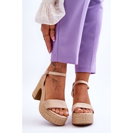 FI1 Cómodas Sandalias De Ante Con Tacón Grueso Beige Elishia marrón 1