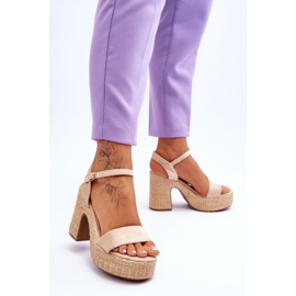 FI1 Cómodas Sandalias De Ante Con Tacón Grueso Beige Elishia marrón 4