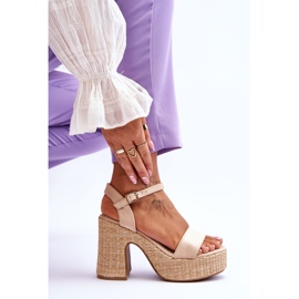 FI1 Cómodas Sandalias De Ante Con Tacón Grueso Beige Elishia marrón 6