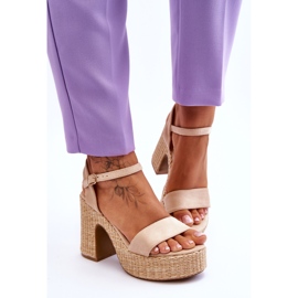 FI1 Cómodas Sandalias De Ante Con Tacón Grueso Beige Elishia marrón 7