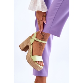 Cómodas Sandalias De Ante Con Tacón Grueso Verde Claro Elishia 7