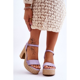 Cómodas Sandalias De Ante Con Tacón Grueso Morado Elishia violeta 1