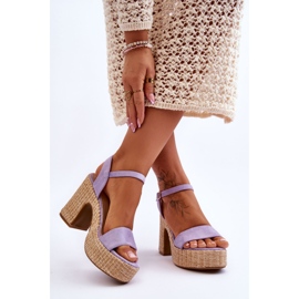 Cómodas Sandalias De Ante Con Tacón Grueso Morado Elishia violeta 4