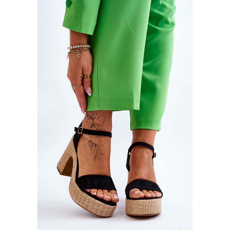 FI1 Cómodas sandalias de gamuza en una enorme barra Elishia negra negro 1