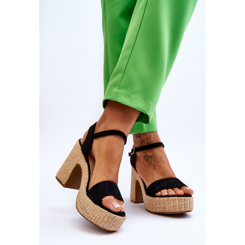 FI1 Cómodas sandalias de gamuza en una enorme barra Elishia negra negro 2