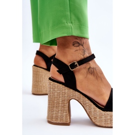 FI1 Cómodas sandalias de gamuza en una enorme barra Elishia negra negro 5