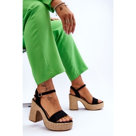 FI1 Cómodas sandalias de gamuza en una enorme barra Elishia negra negro 7
