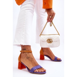 FB1 Sandalias de tacón bajo de ante morado y amarillo Quincy violeta 3
