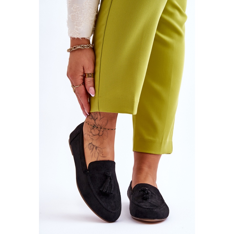 FB1 Mocasín Clásico Ante Borlas Negro Averil 1