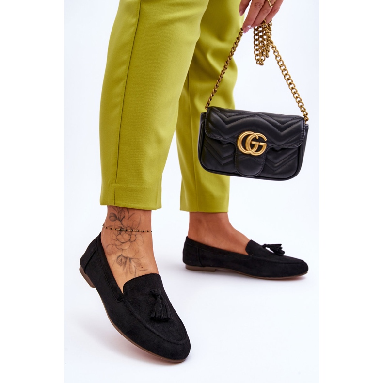 FB1 Mocasín Clásico Ante Borlas Negro Averil 2