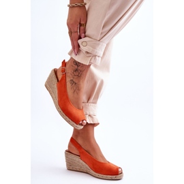 FB1 Sandalias de cuña de ante naranja Elsie 4