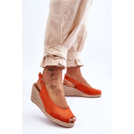 FB1 Sandalias de cuña de ante naranja Elsie 3