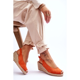 FB1 Sandalias de cuña de ante naranja Elsie 6