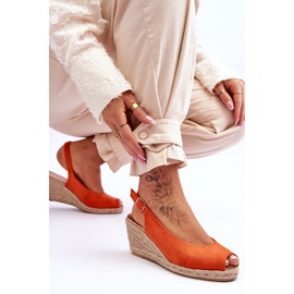 FB1 Sandalias de cuña de ante naranja Elsie 5
