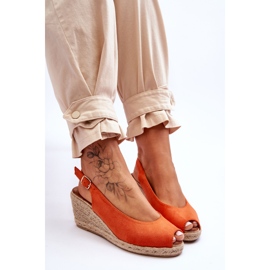 FB1 Sandalias de cuña de ante naranja Elsie 7