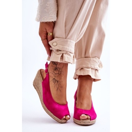 FB1 Sandalias de cuña de ante fucsia Elsie rosado 1
