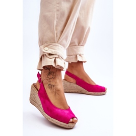 FB1 Sandalias de cuña de ante fucsia Elsie rosado 2